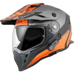 Bogotto H331 BT Tour EVO Zwart Grijs Oranje Bluetooth Enduro Helm - Maat M - Helm