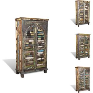 vidaXL Boekenkast Vintage Stijl - Gerecycled Hout - 80x40x146 cm - Meerkleurig - Kast