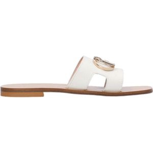 Liu Jo Platte Dames Sandalen Met Logo - Wit - Maat 35