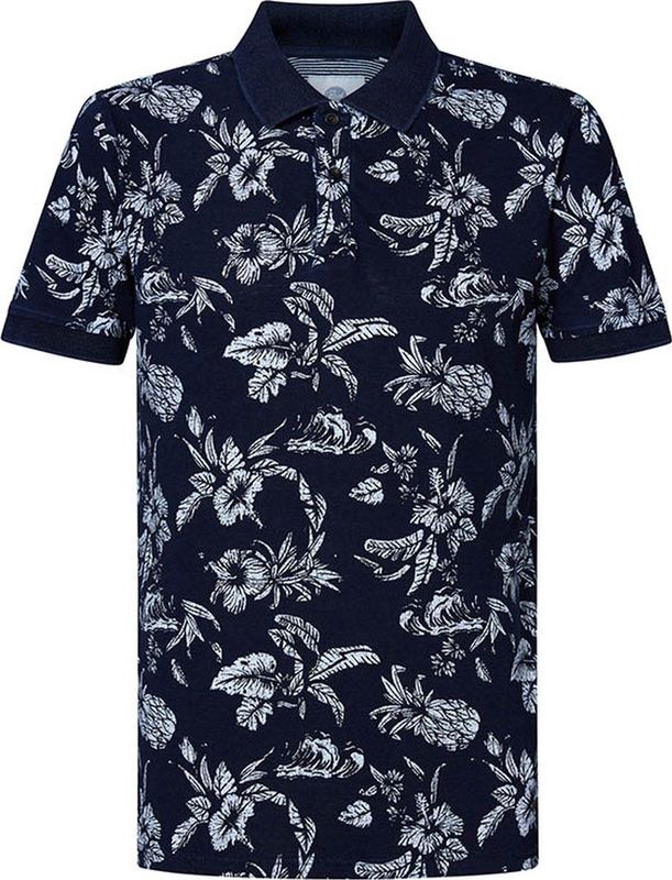 Petrol Industries - Heren Botanical Polo - Blauw - Maat L