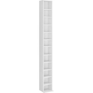 In And OutdoorMatch CD/DVD Kast Compartiment Andreane - Kast - Met 12 Planken - 120x20x20 cm - Wit - Spaanplaat - Modern Design