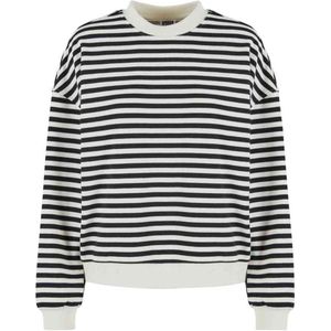 Urban Classics - Oversized Striped Crewneck sweater/trui - 5XL - Zwart/Beige