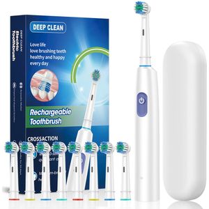 Roterende elektrische tandenborstel, snel opladende tandenborstel, mondverzorging, nieuw product - wit, 8 koppen