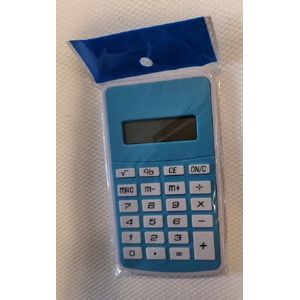 Calculator rekenmachine 8 digit 12x7x0,7cm kleur Blauw - inclusief batterij