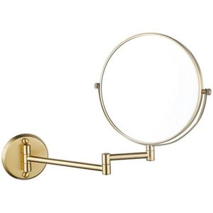 FugaFlow make-up spiegel - 20cm - rond - PVD - geborsteld messing (goud) -