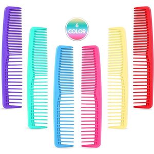 Kleurrijke haarkammen set - Ontklitter en stylen - 6 stuks - Rood, Blauw, Groen, Paars, Roze, Geel