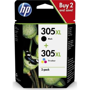 HP 305XL - High Yield Tri-color/Black Original Ink Cartridge -  2-Pack