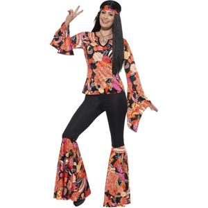 SMIFFY'S - Zwart en veelkleurig hippie kostuum voor vrouwen - S