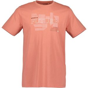 Blue Seven heren shirt - shirt heren korte mouwen - 302804 - roze/oranje met print - maat XL