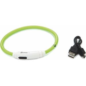 Beeztees nylon Safety Gear halsband+USB Flashix. Groen. 35 cm x 0,7 mm.