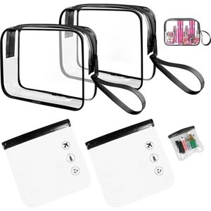 4 stuks toilettas, transparant, cosmeticatas, make-uptas, waterdicht, toilettas, reistas, wastas voor dames en heren, zwart, zwart