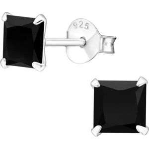 Aramat jewels ® - Oorbellen vierkant transparant 925 zilver zirkonia 6mm