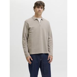 JJ Rebel - JREBDEX - Longsleeve - Taupe - Katoen - Halve Rits