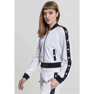 Urban Classics - Button Up Trainings jacket - L - Wit/Zwart
