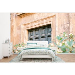 Architectuur - Deur - Bloemen - Groen - Vintage - Behangpapier