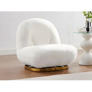 Draaibare fauteuil van witte boucléstof LODOSA L 74 cm x H 73 cm x D 92 cm