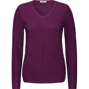 Cecil -Structured v-neck Pullover-Dames Trui-Heather Berry Melange -maat M