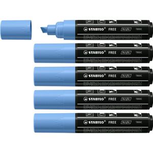 STABILO FREE - Acryl Marker - T800C - Schuine Punt - 4-10 mm - Kobalt Blauw - Doos 5 stuks