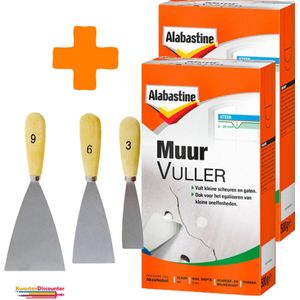 Alabastine - Muurvuller - Vulmiddel 2x500g - Plamuurmes Set 3-Delig