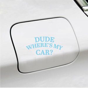 Bumpersticker - Dude Wheres My Car - 20x9,7 - Licht Blauw