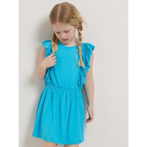 TerStal Meisjes / Kinderen Europe Kids Jurkje Met Gesmockte Taille Blauw In Maat 110/116