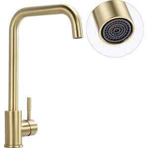 Lonheo max Keukenkraan Goud- Keuken Kraan -360° Draaibaar RVS - Keukenkraan Met Demonteerbare bubbler - Draaibare Uitloop