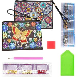 2-delige dubbelzijdige kleine make-uptassen set - DIY diamantschilderij cosmeticatas