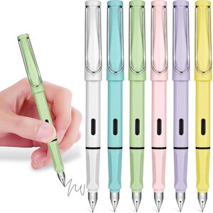 6 stuks Macaron vulpennenset - 0.38 mm penpunt - navulbare inkt - draagbaar - voor schrijven thuis, kantoor en school - kinderen en volwassenen