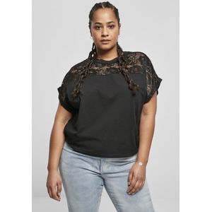 Urban Classics - Short Oversized Lace Dames T-shirt - 4XL - Zwart