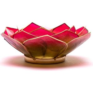 Lotus sfeerlicht bladvorm roze/groen goudrand — 13.5 cm