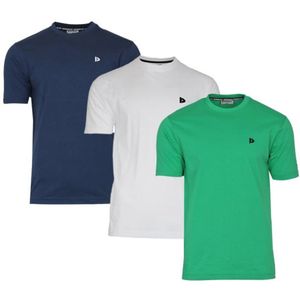 3-Pack Donnay - T-shirt (Vince) - Sportshirt - Heren - Navy/White/Grass green (690) - maat S