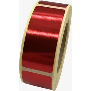 Rode Sluitsticker - 250 Stuks - rechthoek 21x48mm - hoogglans - metallic - sluitzegel - sluitetiket - chique inpakken - cadeau - gift - trouwkaart - geboortekaart - kerst