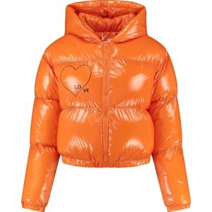Svyent (logo love) fleece bubble cropped hoodie waterproof jacket, kleur oranje / kleding maat M