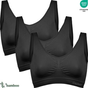 3-Pack Naadloze Bamboe Comfort BH Top - Beha Zonder Beugel - Zonder Vulling - Bamboe Ondergoed - Zwart - Maat S/M - GBTW-3106-Black