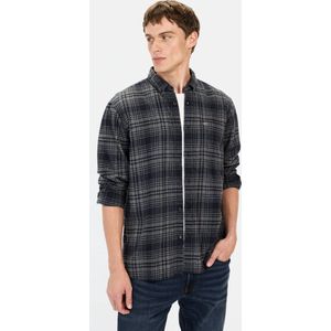 camel active Langarmhemd met ruitpatroon - Maat menswear-L - Grijs