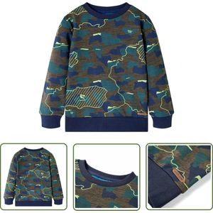 vidaXL Meisjes Hemd - Kinderhemd - Kindershirt 128 gemêleerd donkerkakikleurig - Jongens Hemd - T-shirt Kids - Langmouwig Kindershirt