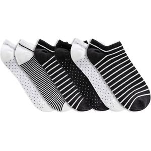Dames sokken | Sneakersokken | Kleur: Zwart Wit | Maat: 35-38 / 39-42 | 6 paar