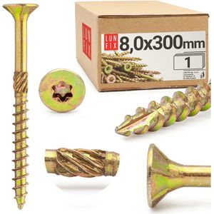 LUN FIX - Houtschroef conisch frezen 08x300 - voor het bevestigen van hout - 1 stuk