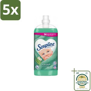 5 x Soupline - Wasverzachter - Aloë Vera - 56 Wasbeurten - 1.3L - Grootverpakking - Wasverzachter - Aloë Vera - Frisheid - Zachtheid - Geur