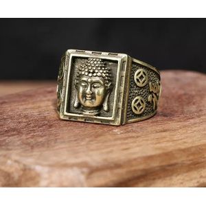 Wellness-House | Zegelring Buddha | Buddha Ring | Zegelring | Buddha Hoofd | In Maat Verstelbaar | Unisex Ring |  Boeddha Ring | Boeddha Hoofd | Koperen Ring | Zen | Zen Sieraad