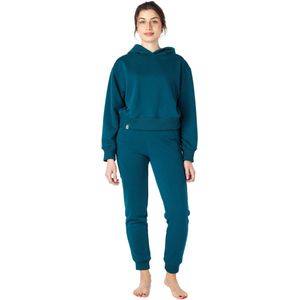 Bellivalini – Sportpak - Dames Huispak – Joggingpak – Trainingspak – Katoen – Tweedelig - Lange Mouwen – Smaragdgroen – XS – BLV-BLV50-222-SET