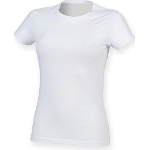 SportT-shirt Dames M Skinni Fit Ronde hals Korte mouw White 96% Katoen, 4% Elasthan