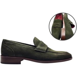 Stravers - Herenschoenen Stijlvolle Instappers Maat 47 Suede Groen Grote Maten Instappers Heren