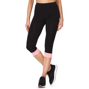 Merry Style Dames Leggings - Sport - Vrijetijdsbroek - ¾ Lang - Katoen - Zwart/Apricot - M - MS-MS10-379-LE