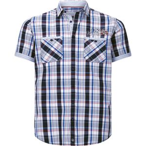 Jan Vanderstorm herren Overhemd Met Korte Mouwen - 45/46 - donkerblauw