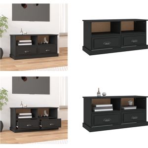 vidaXL Tv-meubel 93x35-5x45 cm bewerkt hout zwart - Tv-kast - Tv-kasten - Tv-meubel - Hifi-meubel