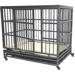Opvouwbare hondenbench met plaid - 2 openingen - binnen en buiten - transport - 94 x 59 x 75 cm Hondenbench