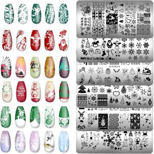 EGoods - Kerst Nagelplaten Stempelset - Winter Sjablonen voor Nailart Design met Kerstboom, Sneeuwvlok en Sneeuwpop