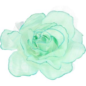 Haarspeld Duckklem Elastiek Broche Roos Bloem Stof 10cm Duo Groen Haarklem Haarclip Haar Klem Hair Clip Flower Pink