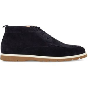 Manfield - Blauwe Suède Veterschoenen - Heren - 40 EU - Bruine Zool